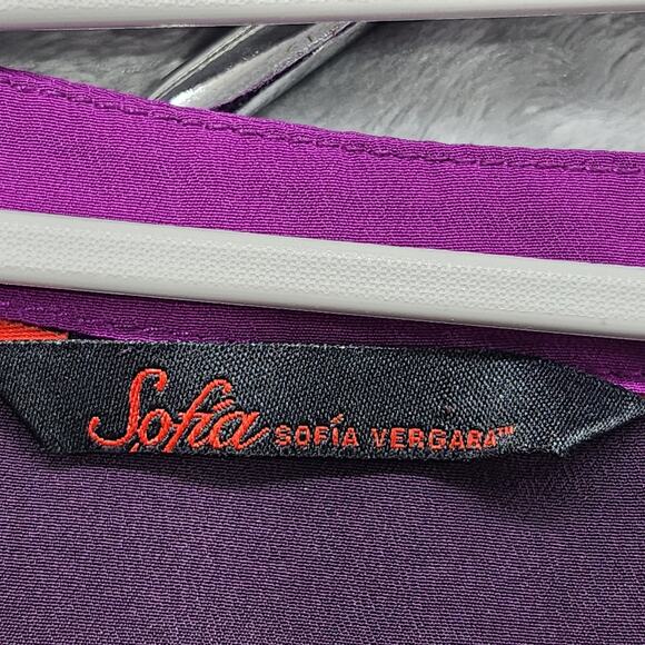 Sofia Vergara Top Womens M Purple 2-Tone Long Sleeve Popover Studded Pockets - Picture 5 of 11